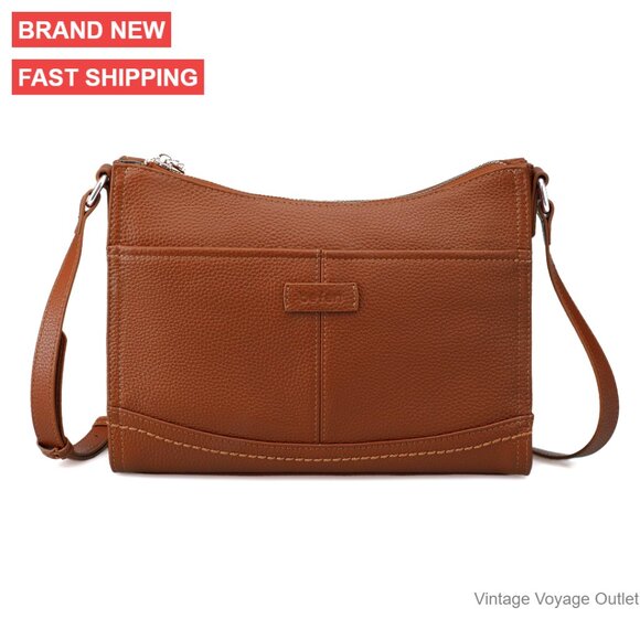 Genuine Leather Crossbody Bag with RFID Wallet Anti-Theft Purse